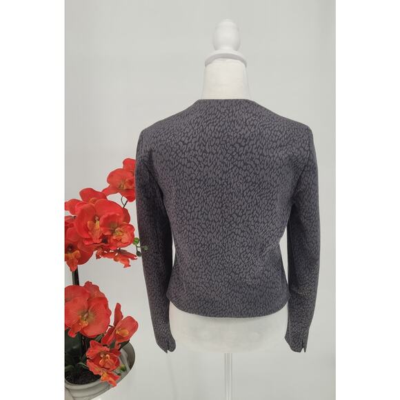 Banana Republic Womens Gray Black Animal Print Classic Deep V-Neck Blazer Size 8 - Picture 4 of 7